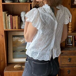Bailey 44 Cotton Eyelet Blouse Boho Prairie Size S
